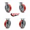 Service Caster 8 Inch Red Poly on Cast Iron Caster Set with Roller Bearings 2 Swivel 2 Rigid SCC-30CS820-PUR-RS-2-R820-2 - alternate 3
